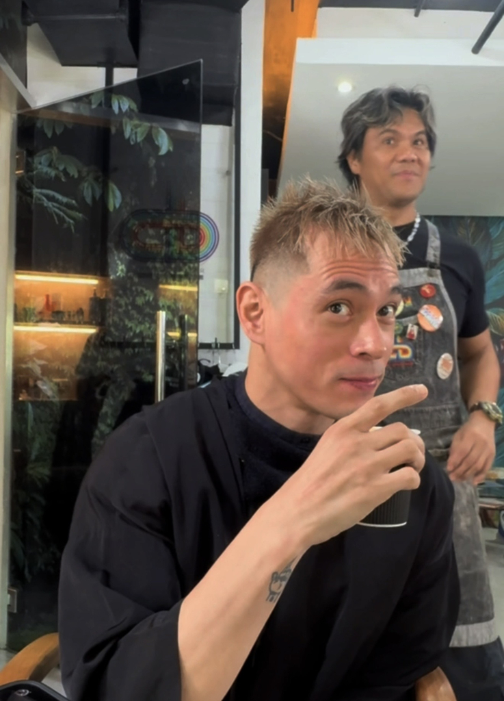 Jake Cuenca speaking with JOF during his hair color appointment