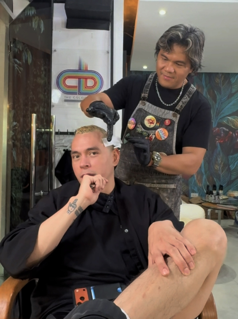JOF applying hair color to Jake Cuenca at The Color Bar